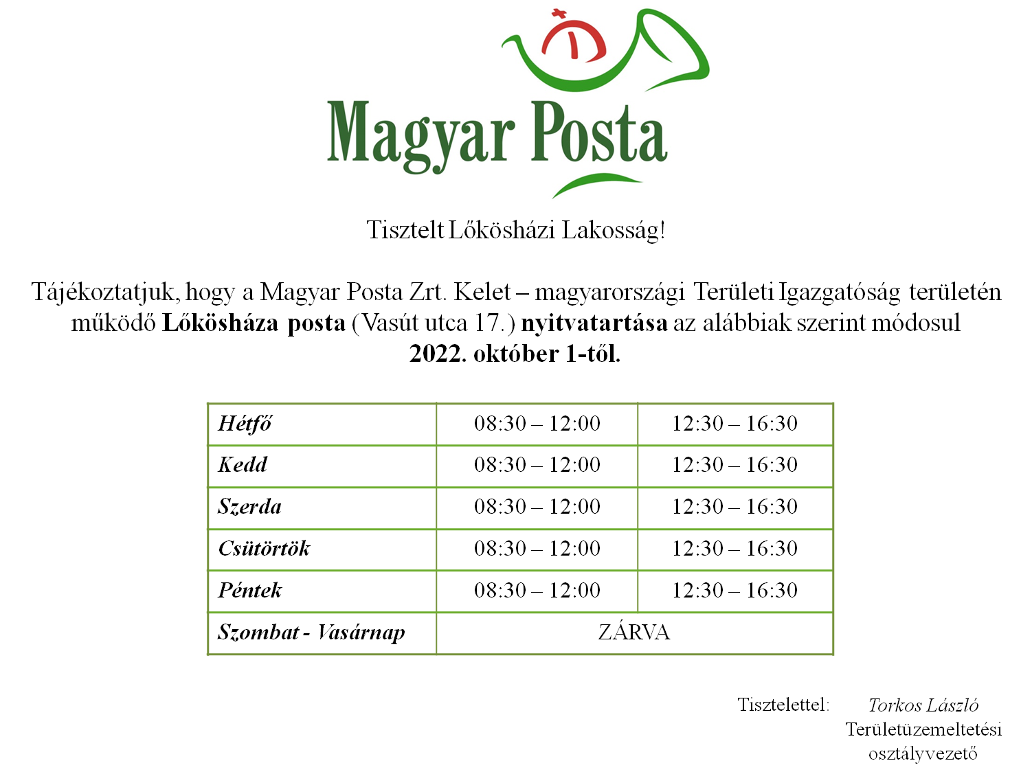 posta nyitvatartas220909