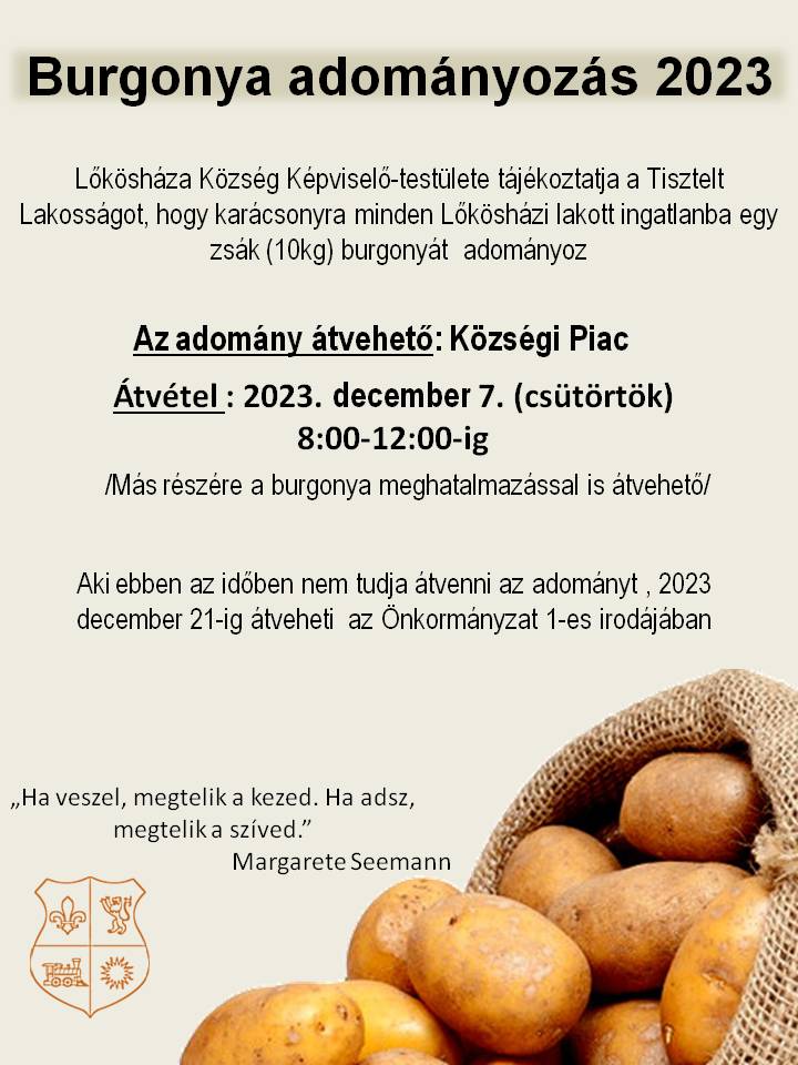 burgonya adományozás 2023 plakát